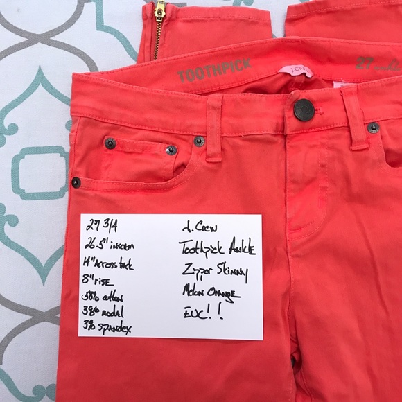 💙👖J. CREW! TOOTHPICK ZIPPER👖💙27 3/4 26.5” EUC - Picture 6 of 8